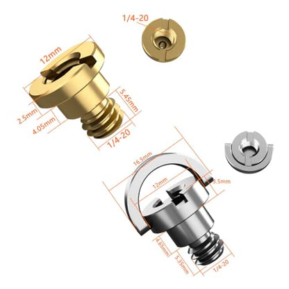 2 Pack Camera Bottom Screw Extender Replacement D-Ring Male to Female 1/4 inch Thread Mount Screws Adapter for Leather Half Case Cover Half Leather Case Kit Leather Camera Case Carrying Bag