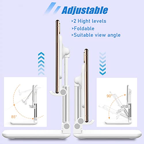 2 Pcs MT-6 Cell Phone Holder, Adjustable Angle and Height, Anti-Slip Silicone Pad, Foldable and Portable, Compatible with 4-8 Inch Devices - color: G-White