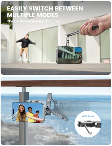 Lamicall for Magsafe Tripod Stand - [Ultra-Compact] Aluminium Magnetic Phone Tripod for iPhone 17/16 Pro Max Air, Flexible Cell Phone Bedstand Mount with 1/4" Screw, Arca & Hook Fits Travel Desk Grey - color: NEW Upgraded - Dark Gray