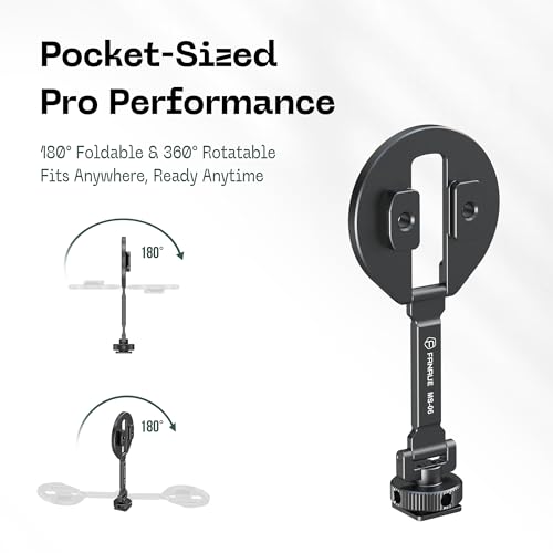 FANAUE Magnetic Phone Tripod Mount, Cold Shoe Phone Holder for Camera, Aluminum iPhone Tripod Mount Adapter with 1/4”Threaded Hole, Compatible with iPhone 17/16/15/14/13 Series