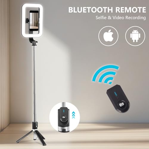 Selfie Ring Light with Stand, Tripod with Dimmable LED Lights, Extendable Ring Light Tripod for Photography, Video Recording, Live Stream, Makeup