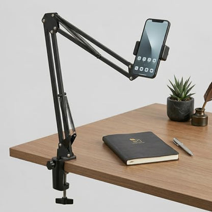 Overhead Phone Mount with Table Clamp – Stable Top-Down Phone Holder for Drawing, Tracing, Filming & Crafts – Adjustable Desk Clamp Stand for Creators