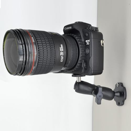 VAUBORTTI Heavy-Duty Camera Wall/Desktop Mount with 1/4"-20 Thread, Aluminum Alloy Arm, Dual Ball Heads, 1-Inch TPU Ball, Free Rotation,Compatible with DSLR, CCTV, RAM B System