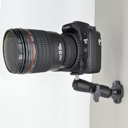VAUBORTTI Heavy-Duty Camera Wall/Desktop Mount with 1/4"-20 Thread, Aluminum Alloy Arm, Dual Ball Heads, 1-Inch TPU Ball, Free Rotation,Compatible with DSLR, CCTV, RAM B System