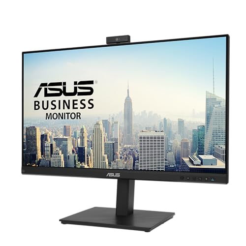 ASUS 27” 1080P Video Conference Monitor (BE279QSK) - Full HD, IPS, Built-in Adjustable 2MP Webcam, Mic Array, Speakers, Eye Care, Wall Mountable, Frameless, HDMI, DisplayPort, VGA, Height Adjustable - style: 27" Webcam Mic Array