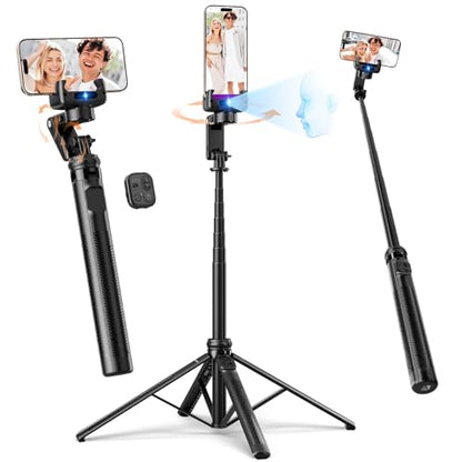 Rollei Auto Face Tracking Tripod, Smartphone Gimbal Stabilizer 61'' Selfie Stick Tripod Holder 360° Rotation for iPhone/Android Stand for Filming Streaming Tiktok Video Vlog - style: Easy Creator Gimbal