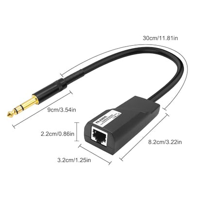 XMSJSIY 6.35mm TRS Extender 1/4" TRS Stereo Male to Ethernet RJ45 Female Adapter Audio Balun Network Extension 300m Over Cat5e & Cat6 Cable Isolate Noise Resist Interference for Microphone Amplifier