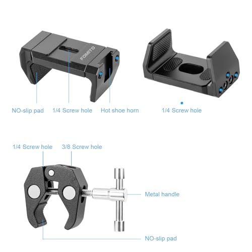 FOMITO J3A Power Bank Holder with Super Clamp, 1/4 Screw Mount for Camera Cage, Compatible with Power Bank, Cell Phone, Adapter - color: Black, size: J3A