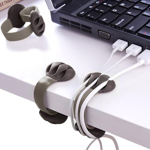 Cable Holder - Cord Organizer - Cable Management Clips - Wire Holder System -3 Packs Multipurpose Cable Clips for Phone Chargers, USB Cables - Home, Office, Nightstand, Desk Organizer - color: 3 pcs brown and grey