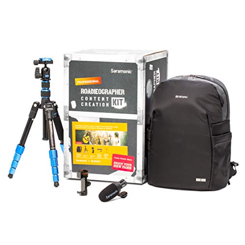 Saramonic Roadieographer Audio/Video YouTube Facebook Instagram Content Creation Kit w/Backpack, Benro Tripod, Phone Clamp, and Saramonic Condenser Mic w/Cables (ROADIEOGRAPHER2)