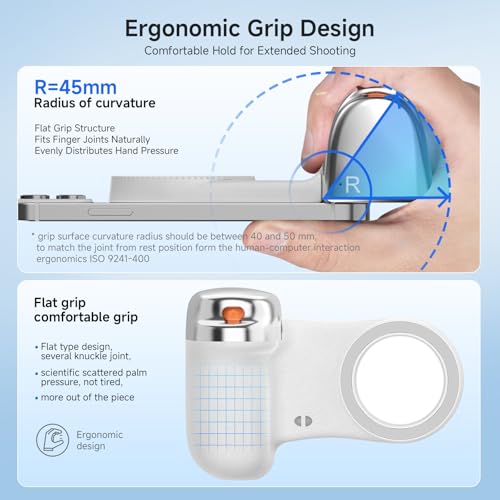 Magnetic Selfie Light & Phone Camera Grip with Detachable Wireless Shutter, Ergonomic Fun Shot Grip for iPhone & Android, Supports Native Camera, Tripod Mount, Portable Creator Kit