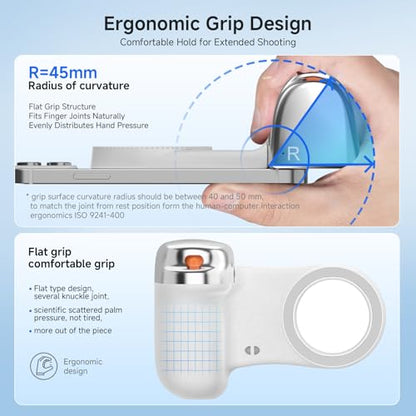 Magnetic Selfie Light & Phone Camera Grip with Detachable Wireless Shutter, Ergonomic Fun Shot Grip for iPhone & Android, Supports Native Camera, Tripod Mount, Portable Creator Kit