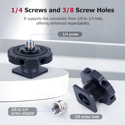 Cold Shoe Adapter with Dual 1/4 & 3/8 Screw Mount – Aluminum Alloy Camera Mount for Tripod, Microphone, LED Light, DSLR – Anti-Scratch Quick Release (62049)