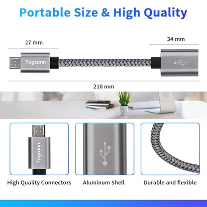 USB to Micro USB Adapter 2 Pack, Unidirectional Micro USB Male to USB Female 2.0 OTG On-The-Go Cable Converter, Nylon Braided, Aluminum Shells for S7 LG, Flash Drive, Mouse, Keyboard, Game Controller - color: 2 Pack, size: Micro USB Male to USB A Female