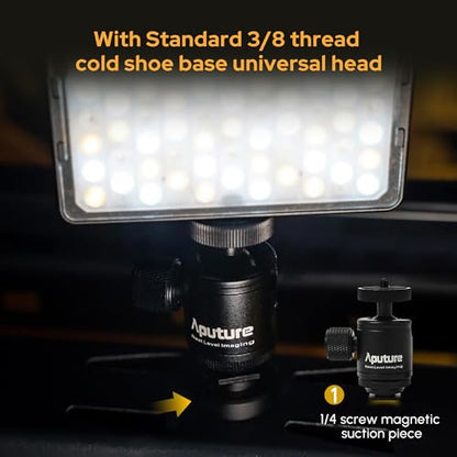 Aputure MC Pro RGBWW On Camera Video Light,5W High Brightness 1585 Lux at 0.5m,2000-10000K Adjustable Magnetic Attraction and IP65 Weatherproo for Photography,Videographer