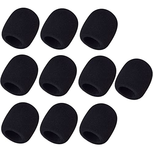 Mudder 10 Pack Microphone Covers Foam Microphone Windscreen Mic Covers Thick Handheld Stage Disposable Mic Pop Filter Suitable for Most Standard Black