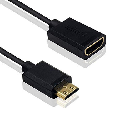 Duttek 4K Mini HDMI to HDMI Coiled Cable 6FT/1.8M, Mini HDMI Male to A Female Extension Cable Supports 1080P, 3D for Camera, Camcorder, Laptop, Projector - size: Male to Female 1.8M