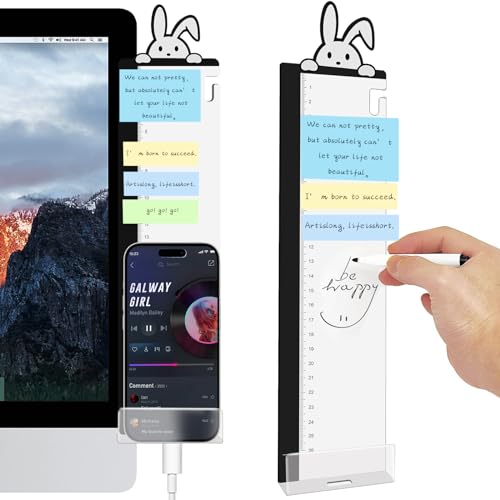 Office Desk Accessories 2pcs Computer Monitor Memo Board - Transparent Computer Side Panel Memo Creative Monitor Side Panel with Phone Holder Suitable for Office Home Desktop (with Grease Pencil) - color: Monitor Memo Board D12