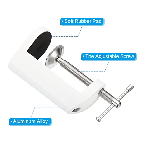 PATIKIL M10 Thread Hole Desk Table Mount Clamp, Universal Adjustable C Shape Desk Clamp for Microphone Arm Desk Lamps Stand, White - color: White