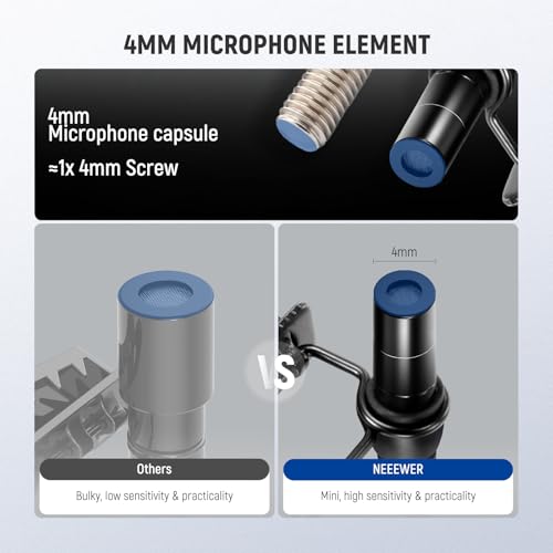 NEEWER ø4mm Mini Lavalier Microphone (2 Pack), Clip On Wired Condenser Lapel Lav Mic Set with 5ft/1.5m 3.5mm TRS Connector Compatible with DJI Mic 2 Rode Wireless Go II CM28 CM31 Camera, LM8 - style: LM8