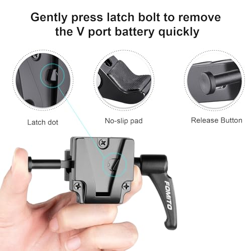 FOMITO VK-06 V-Mount Female Small Crab Clamp (Metal Version), with Crab Clamp, Quick Release, D-TAP, Adjustable Handle, for Camera Cage Rigs - color: Black, size: VK-06