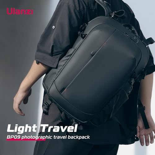 ULANZI Camera Backpack Professional Bag, Water-Resistant Photography Camera Case Anti Theft Travel for Photographers DSLR Mirrorless Camera Lens Tripod Holder 16" Laptop Black 22L - size: BP09: 18.5 x 14.1 x 9.3
