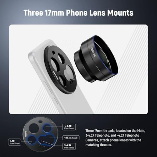 NEEWER 15 Ultra Lens Backplate, Aluminum Alloy 17mm Thread Phone Lens Adapter Holder for Main & Telephoto Cameras, Compatible with Xiaomi 15 Ultra Original Phone Case, PA111 (Black) - style: Backplate for 15 Ultra/Black