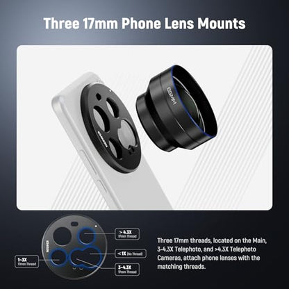 NEEWER 15 Ultra Lens Backplate, Aluminum Alloy 17mm Thread Phone Lens Adapter Holder for Main & Telephoto Cameras, Compatible with Xiaomi 15 Ultra Original Phone Case, PA111 (Black) - style: Backplate for 15 Ultra/Black