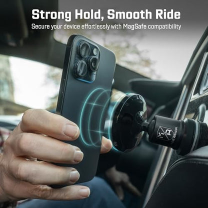 Mob Armor MobNetic Maxx MS - MagSafe Compatible Car Phone Mount w/ 90º Tilt, 360º Rotation & Durable Aluminum Build, Magnetic Holder for iPhone & Android Devices, USA Assembled - Black - color: Black