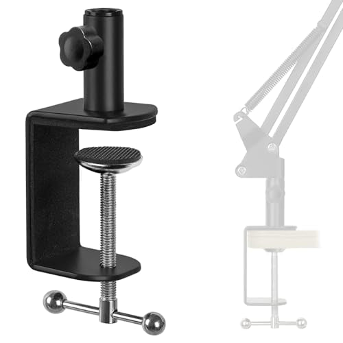 Heavy Duty Metal Table Mount Clamp, Metal Desk Clamp for Mic Boom Arm Stand Adjustable Mic C Clamp Can be Mounted Against the Wall, Fits up to 2.24"/5.7cm Desktop Thickness