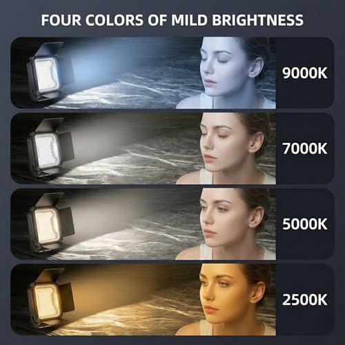 138 LED Video Light, Portable Photography Lighting, LED Camera Light, 4 Color 2500K-9000K, CRI 95+, Rechargeable 5400mAh, 180° Adjustable, Hangable, Magnet, Tripod Mountable