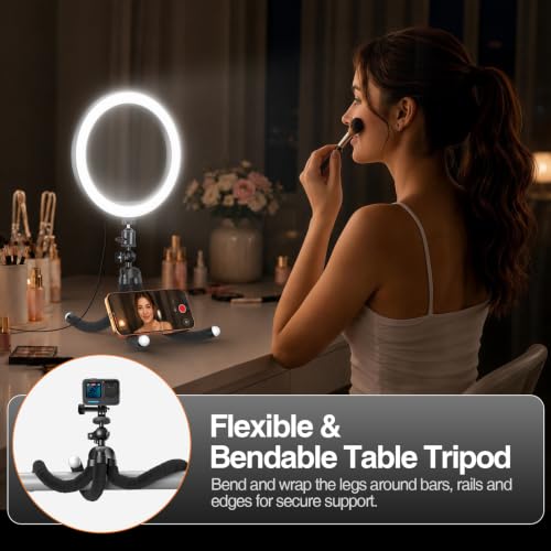 EMART 10" Ring Light with 51" Extendable Tripod Stand Phone Holder Wireless Bluetooth Remote,16 RGB Colors 13 Dynamic Modes & 10 Brightness Levels Selfie Ringlight for Phone Live Streaming Makeup - size: 10inch RGB