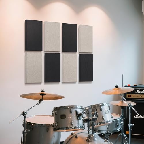 UMIACOUSTICS 4 PCS Acoustic Panels with Hanging Brackets, 2” Thick Fiberglass Sound Proof Panels Removable for Studios, Office, Home Theater Wall- Linen - color: Linen, size: 23.6" x 11.8"-4pcs