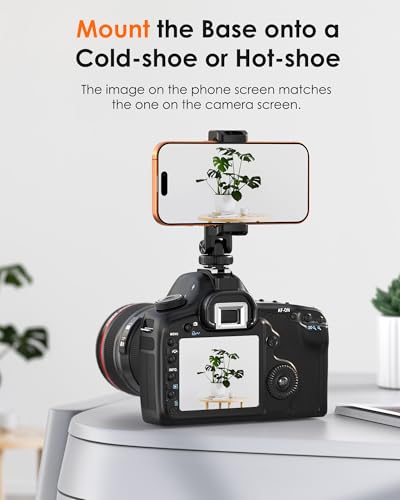 Tripod Phone Mount, Dual Phone Holder with 4 Cold Shoe and 1/4" Screw, 360° Rotates and 180° Tilts Adjustable Cold Shoe Mount for Phone, Camera, Stabilizers, Video, Live Streaming, Vlogging