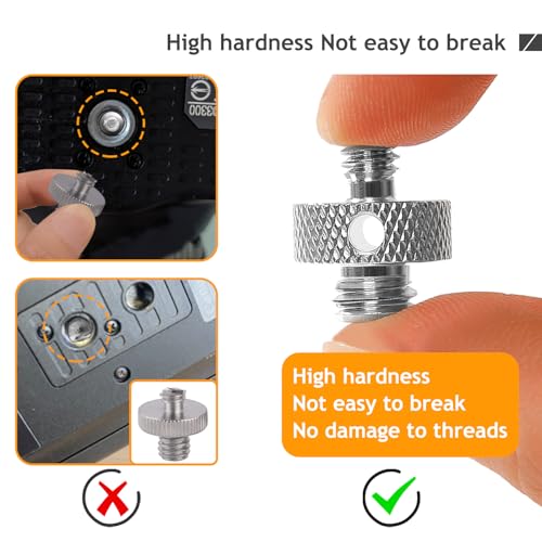 Upgraded Stainless Steels 1/4" Male to 1/4" Male & 1/4" Male to 3/8" Male Tripod Threaded Screw Adapter with Hole for Camera Light Stand Equipped with Hex-L Wrench 4 Pcs - color: A56/A57