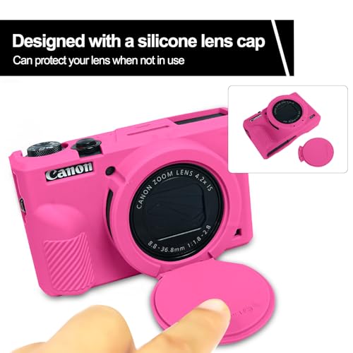 Easy Hood Case for Canon Powershot G7 X Mark III Digital Camera, Soft Silicone Protective Cover with Removable Lens Cover for Canon Powershot G7X Mark III DSLR Camera (Rose) - color: Rose