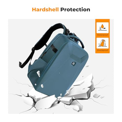 K&F CONCEPT Camera Backpack,Hardshell Photography DSLR Camera Bag with 15-15.6 Inch Laptop Compartment Hard Shell Camera Case Compatible with Canon/Nikon/Sony/DJI Mavic Drone - color: Blue