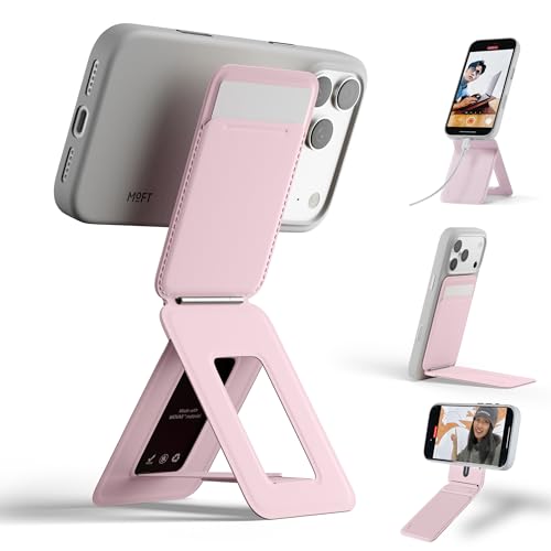 MOFT Phone Tripod Wallet, 3 in 1 Phone Stand Wallet, NFC-Supported Magnetic Phone Stand, MOVAS Vegan Leather Adjustable Card Holder, Light Pink - color: Light Pink, size: With Card Slot