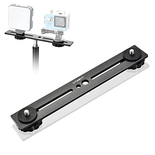 UTEBIT 8 inch Flash Bracket, with 1/4" Screw Hot Shoe, 1 Pack | Dual Camera Mount Flash Bracket Extension Bar, Straight Flash Brackets Tripod Mount for DSLR Camera LED Light, Black - size: 8 Inch