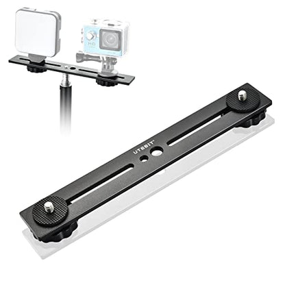UTEBIT 8 inch Flash Bracket, with 1/4" Screw Hot Shoe, 1 Pack | Dual Camera Mount Flash Bracket Extension Bar, Straight Flash Brackets Tripod Mount for DSLR Camera LED Light, Black - size: 8 Inch