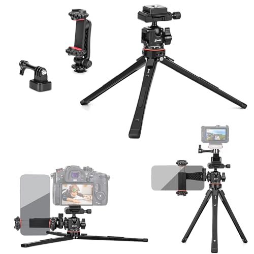 Zeadio All-in-One Metal Tripod Kit with Arca Ball Head, Phone Stand and Action Camera Adapter for Recording/YouTube/Filming/Vlogs, Compact Travel Tripod for Camera, Gimbal & Action Cam etc - style: With Arca Ball Head