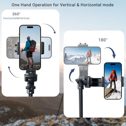 Phone Tripod Stand with Remote Zoom for Video Recording, Vlog Metal Selfie Stick Tripod for iPhone with Wireless Camera Shutter, Travel Extendable Phone Holder
