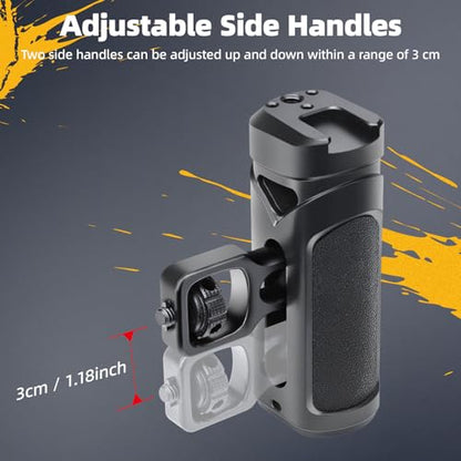Zeadio Smartphone Video Rig, Phone Cage with Adjustable Dual Handles & Movable Mount, 8 Cold Shoes & 26 1/4" Thread Holes, Filmmaking Stabilizer for All Smartphones, Vlogging YouTube Tiktok Recording - style: Metal Version