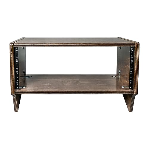 Sound Town DIY 4U Angled Desktop Turret Studio Rack with Solid Baltic Birch Plywood, Weathered Brown, Assembly Required (SDRK-Y4SLB) - size: 4U, Weathered Brown