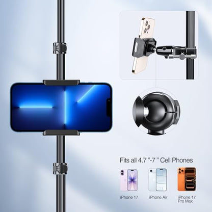 elitehood 360 Swivel Tilt Phone Holder and Mount, Adjustable for Music Boom Mic and All iPhone, Android Cell Phone - style: Front Mount