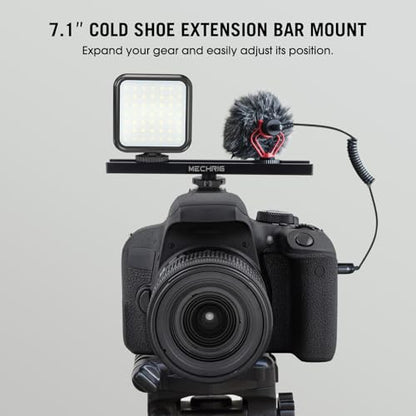 7 Inch Cold Shoe Mount Bracket Cold Shoe Extension Bar, Aluminum Sliding Rail Hot Shoe Mount Bracket with 1/4" & 3/8" Thread for DSLR Camera LED Video Light Microphone Monitor (62033)