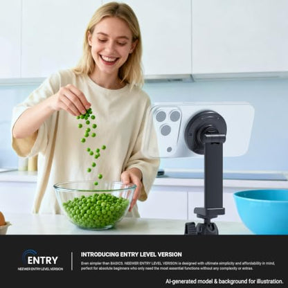 NEEWER Entry Level Version Magnetic Phone Holder Tripod Mount Adapter, 360° Compact Lightweight Portable Compatible with MagSafe iPhone Samsung Android for Video Recording, PA153 - style: PA153