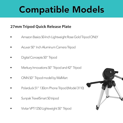 Foto&Tech 2 Pieces 27mm Tripod Quick Release Plate, Camera Mounting Adapter, Replacement Parts for Tripod, Compatible with Sunpak 50” AB-QR-50, TG-5060TR, ACUVAR 50" Inch - size: 27mm