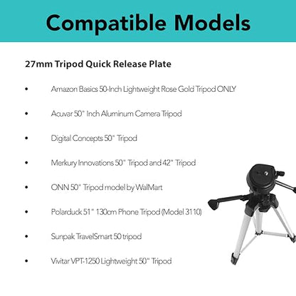Foto&Tech 2 Pieces 27mm Tripod Quick Release Plate, Camera Mounting Adapter, Replacement Parts for Tripod, Compatible with Sunpak 50” AB-QR-50, TG-5060TR, ACUVAR 50" Inch - size: 27mm