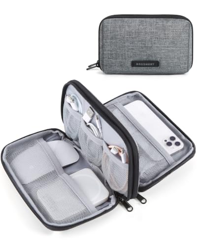 BAGSMART Electronics Organizer Travel Case, Cable Charger Cord Tech Organizer Pouch for Phone Charger Accessories, Grey - color: 02-Grey